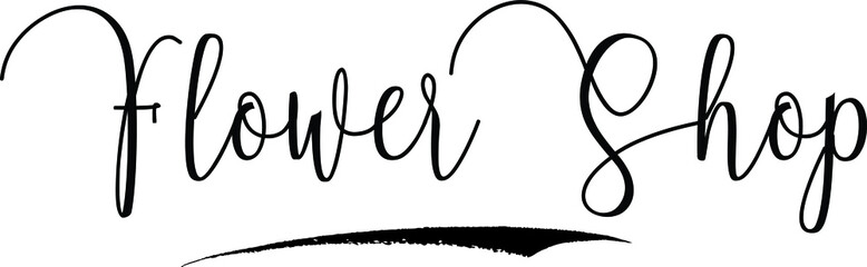 Flower Shop Handwritten Typography Black Color Text On White Background