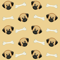 Obraz premium illustration of dog faces and bone background