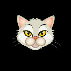 Obraz premium illustration of white kitten face on black background