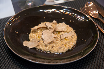 truffles mushroom  soup sprinkle with sliced black truffles