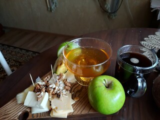 still life with apple juice