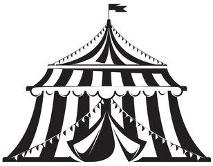 Classic circus tent. Illustration in monochrome style. © Pakon
