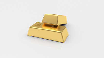 Two gold bars isolated on a white background. 3D illustration