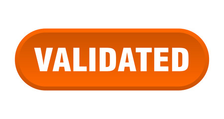 validated button. rounded sign on white background