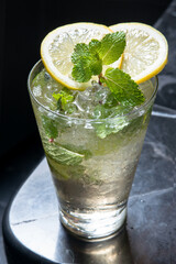 Mojito nightclub refreshment on dark background
