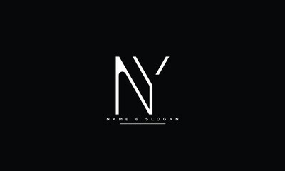 NY YN N Y Letter Logo Design with Creative Modern Trendy Typography - obrazy, fototapety, plakaty