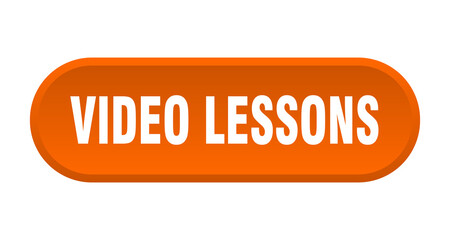 video lessons button. rounded sign on white background