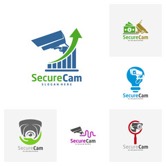 set of CCTV Camera Logo Design Vector Template, Concept Symbol Icon