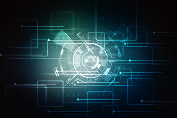 2d illustration Abstract futuristic electronic circuit technology background