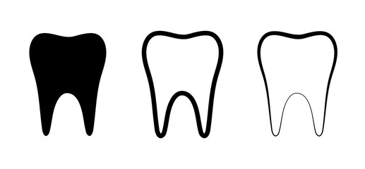 Set of three tooth icons. Vector