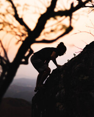 Climber silhouette during a climb