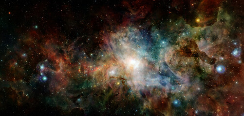 Nebula and stars in deep space. Elements of this image furnished by NASA