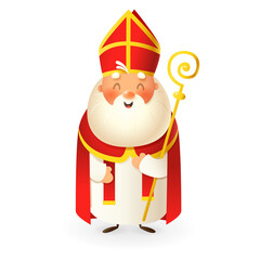 Saint Nicholas - happy cute character - vector illustration isolated