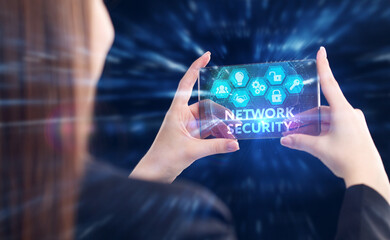 Business, Technology, Internet and network concept. Young businessman working on a virtual screen...