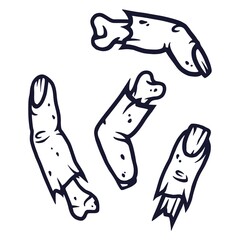 Set of horrible fingers zombie for halloween