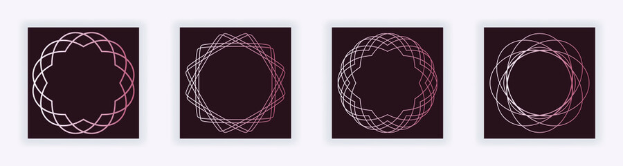 20`s retro gold frame card set. Art Deco Style background. Geometric linear vector illustration. Modern or Vintage design for cards, invitations, posters, prints, etc. Luxury style wallpaper