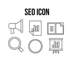 Set seo icon with solid line art, use for design website or graphic