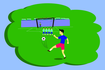 Illustration of a free kick during a football match