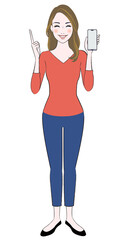 A beautiful woman showing the monitor of smart phone