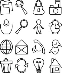 User interface icon pack with transparent symbols