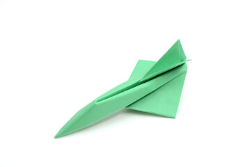 Paper airplane on white background