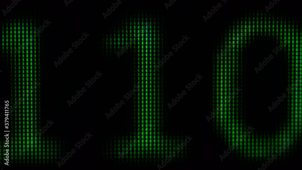 Wall mural close up on computer screen binary code on black background.