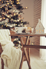 Christmas home decor, beautiful holiday decoration. High quality photo.