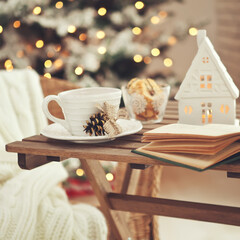 Christmas home decor, beautiful holiday decoration. High quality photo.