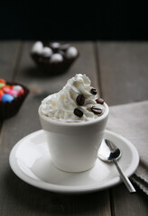 Espresso Con Panna Coffee with coffee seeds 