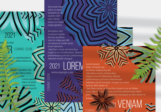 Flyer Layout with Mandala and Lace Flower Elements