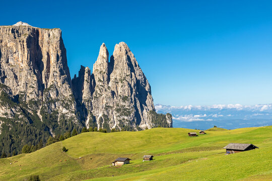 Auf der Seiser Alm, Alpe di Siusi, mit Blick auf den Schlern, Sciliar, S&uuml;dtirol