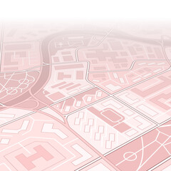 City map navigation, color paper design background, drawing schema, 3D simple city plan GPS navigation on paper city map. Route of delivery check point graphic