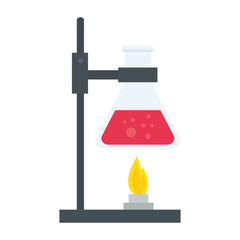 laboratory flask over flame design, Chemistry substance science research technology biology equipment and test theme Vector illustration
