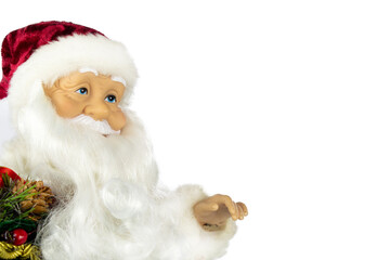 Part of the santa figure is isolated on a white background.
