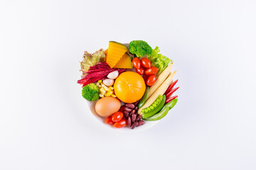 World food day, Vegetarian day concept. Breakfast meal in bowl on white table background.