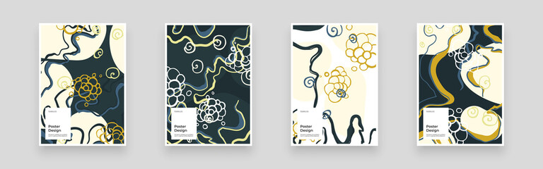 Abstract set Placards, Posters, Flyers, Banner Designs. Colorful illustration. Lines, spots, shapes and scribbles. Decorative chaotic backdrop. Hand drawn texture, decor shapes.