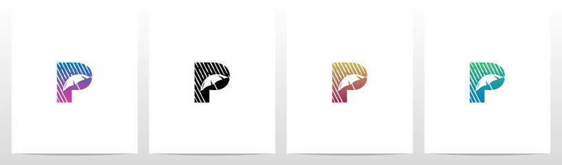 Umbrella Protect From The Rain On Letter Logo Design   P