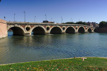 Naklejka premium view of the Pont Neuf in Toulouse on the Garonne