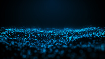 Abstract digital particle wave and light abstract background ,Abstract cyber or technology background.