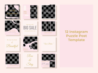 Set of Editable square banner template. Minimalist fashion and beauty pink background color with abstract shape.
Suitable for social media post, instagram.Vector illustration ai, eps10
