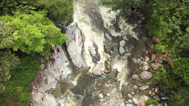 Top Down Aerial View of Buritaca River on Lost City Hiking Trail, Colombia