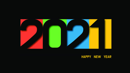 2021 New Year logo. Happy new year banner. 2021 new year. Happy new year 2021 design. Colorful holiday background for calendar or web banner. 2021 celebration.