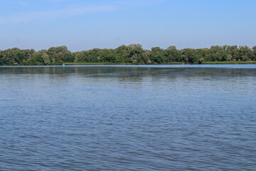 View of the other side of the river, trees on the bank beyond the river
