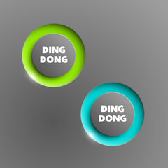 web round button for website or app. Isolated bell sign with border, reflection and shadow on background. Vector eps10.