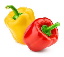 sweet pepper, red, yellow paprika, isolated on white background, clipping path, full depth of field