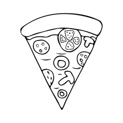 Doodle pizza slice illustration in vector. Hand drawn pizza slice illustration in vector