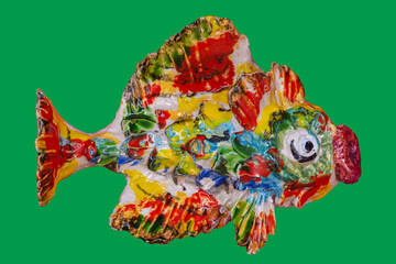 Multicolored crock fish isolated on background. Aquarium concept