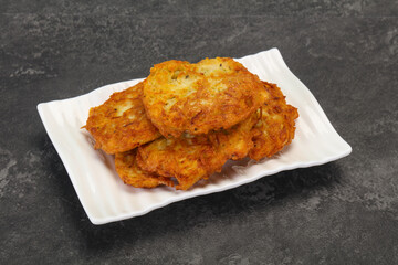 Roasted potato pancakes in the bowl