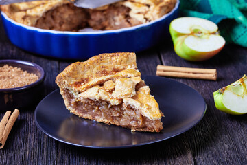 Classic american autumn apple pie, top view