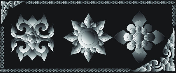 Vector illustration. Thai art pattern orLine Thai background and texture.